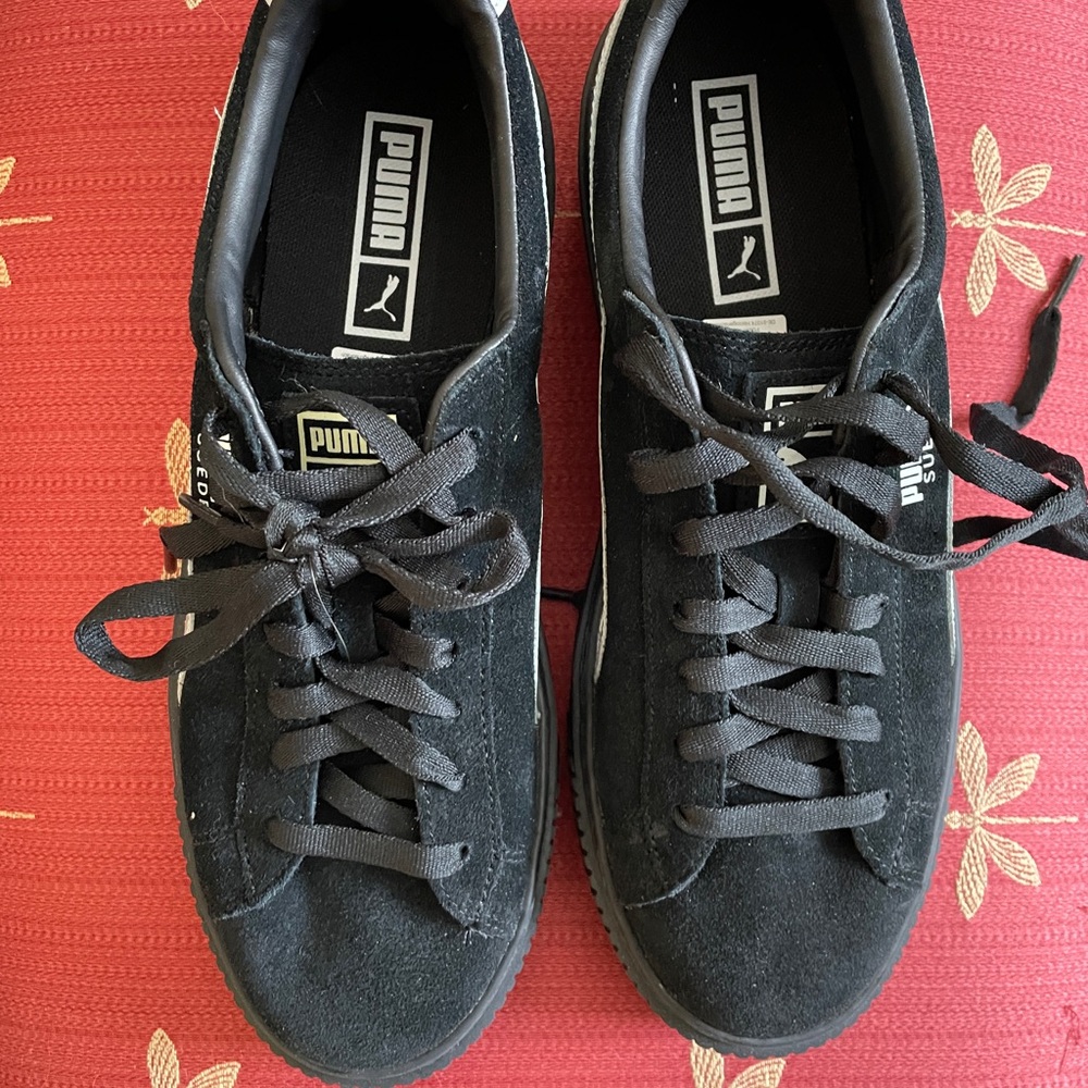 Puma Black Suede Explosive Platform Sneakers Trai… - image 2